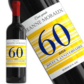 Bouteille de vin personnalisée Joyeux Anniversaire