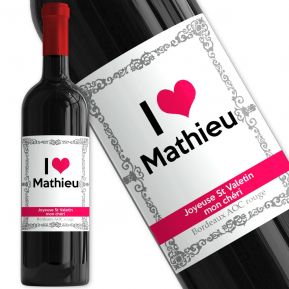 Bouteille de vin personnalisée I LOVE