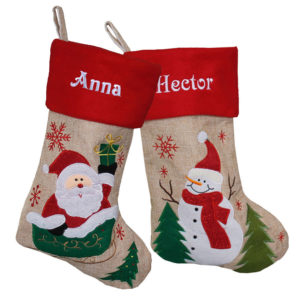Bottes de Noël lin et feutrine personnalisées
