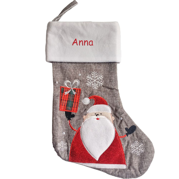 Personalizovaná edá vánoční punčocha s lněným vzhledem