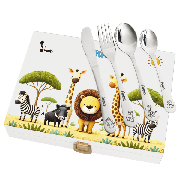 D&#283;tská sada p&#345;íbor&#367; s potiskem safari