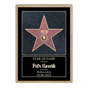 Personalizovaný certifikát Walk of Fame v rámečku Personalizovaný certifikát Walk of Fame v rámečku