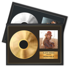 Personalizovaný plakát se zlatou nebo platinovou deskou a fotkou Personalizovaný plakát se zlatou nebo platinovou deskou a fotkou
