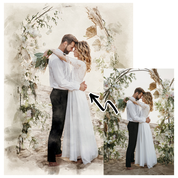 Portrét ve stylu akvarelu podle fotografie