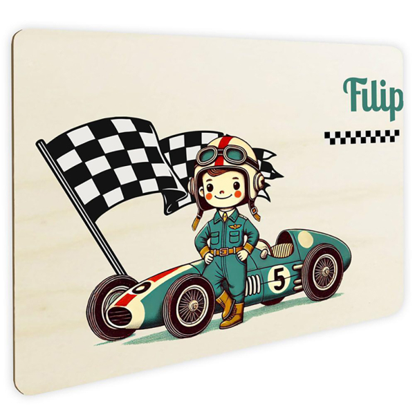 Personalizovaná dve&#345;ní cedulka závodní auto
