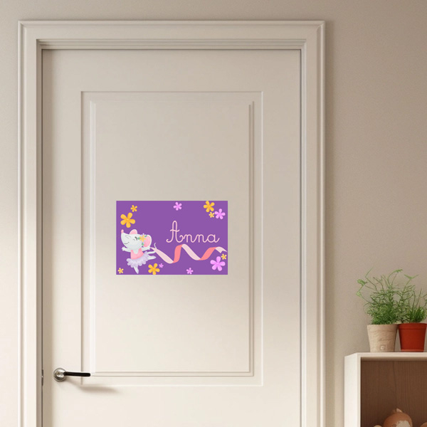 Personalizovaná d&#283;tská cedulka na dve&#345;e  Baletní myka se jménem