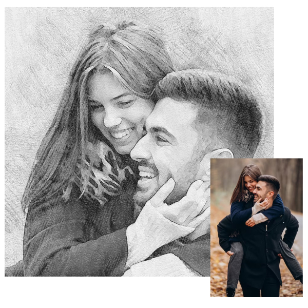 Portrét ve stylu uhlu podle fotografie