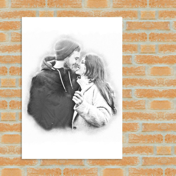 Portrét ve stylu uhlu podle fotografie