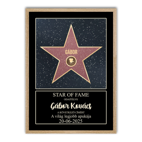 Személyre szabott Walk of Fame oklevél keretben Személyre szabott Walk of Fame oklevél keretben
