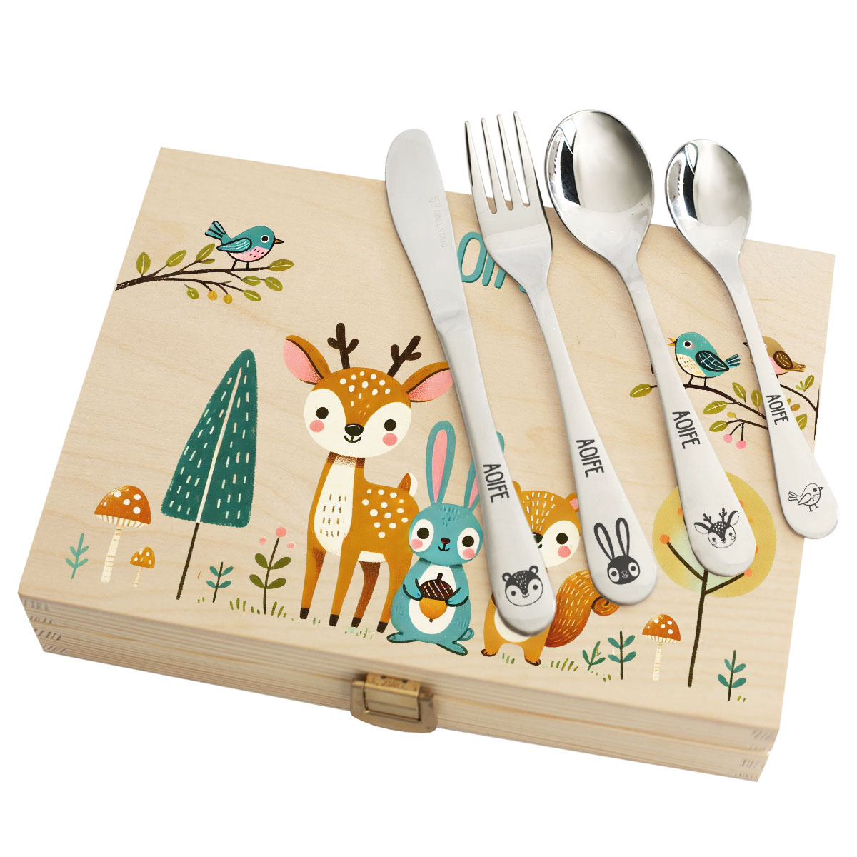 Engraved cutlery and printed boxe Engraved cutlery and printed boxe