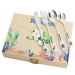 Children's cutlery in an ocean-printed box