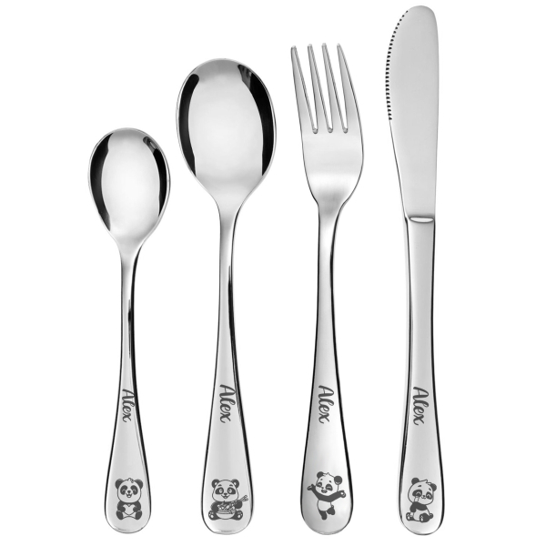 Children's cutlery engraved with Panda designs 