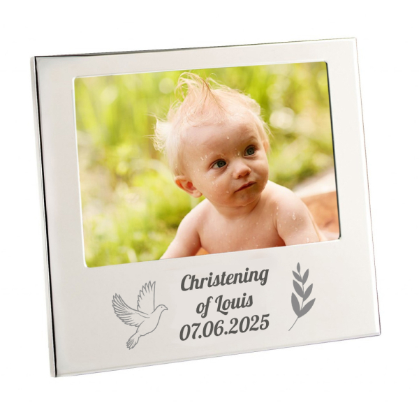 Engraved christening frame