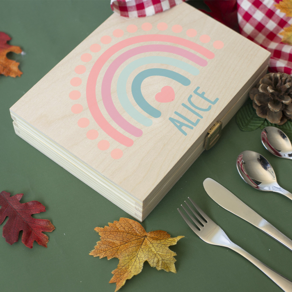 Rainbow box and its personalised cutlery