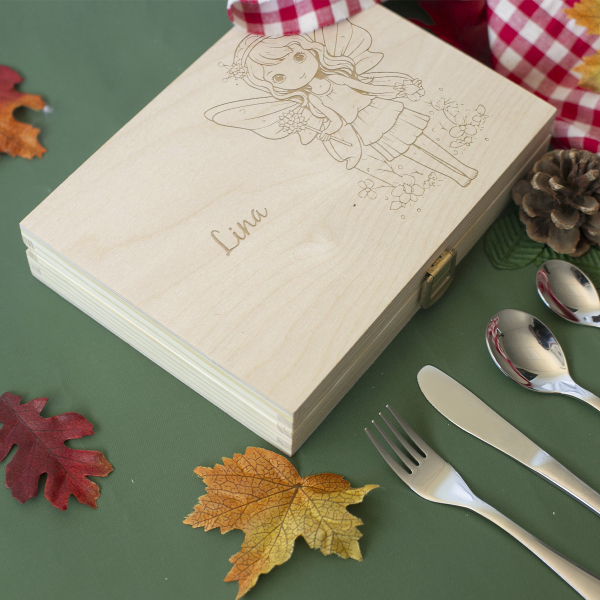 Personalised cutlery girl with a fairy