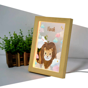 Personalised LED frame with clouds and animals Personalised LED frame with clouds and animals