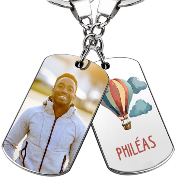Customised hot air balloon photo keychain