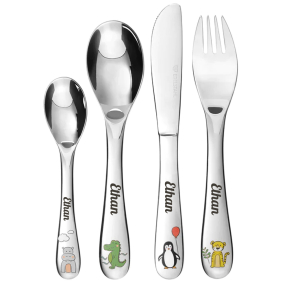 Cute animal cutlery customized with a name Cute animal cutlery customized with a name