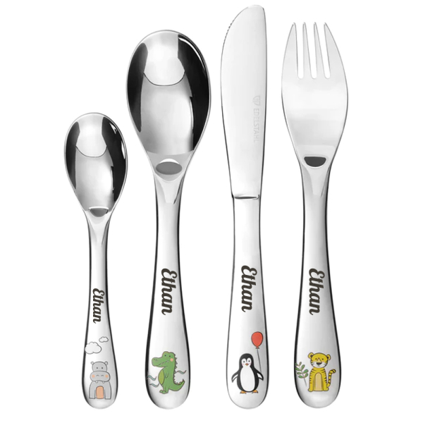 Cute animal cutlery customized with a name