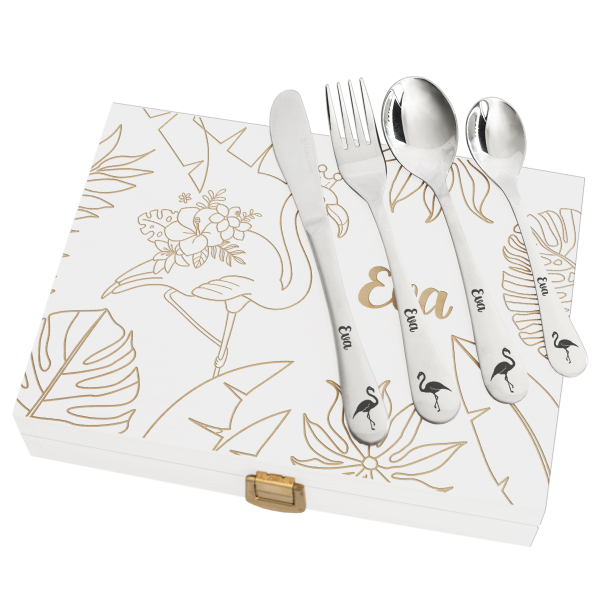 Engraved children's cutlery flamingo