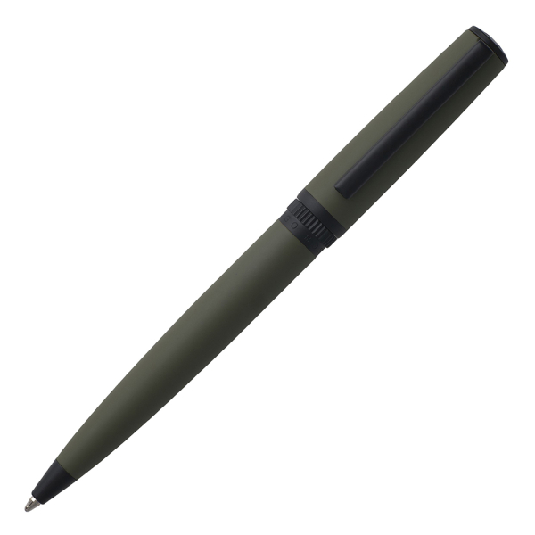 Engraved khaki Hugo Boss Gear Matrix ballpoint pen