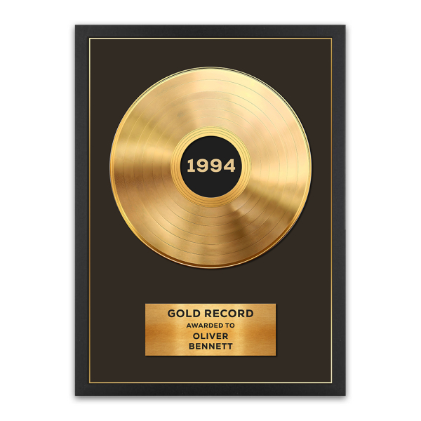 Framed poster of a personalised Gold or Platinum record - gold