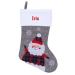 Embroidered grey Christmas stocking with linen effect