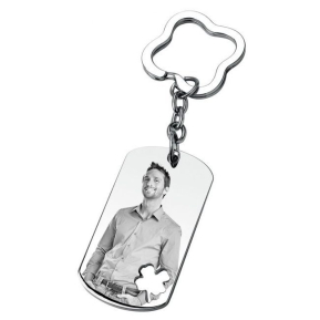 Keyring with clover and engraved photo