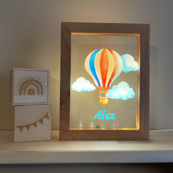LED frame with name and hot air balloon