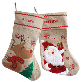 Personalised Christmas stocking with linen-effect finish