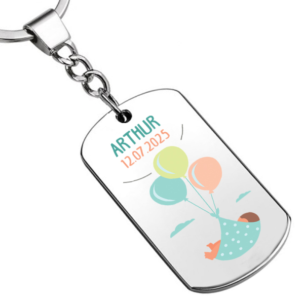 Personalised birth keyring with a photo