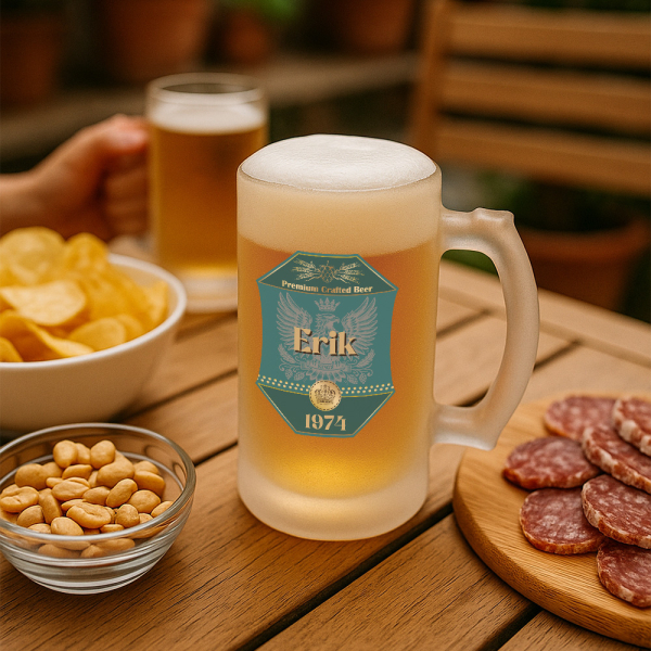 Personalised beer mug with Royal Eagle motif