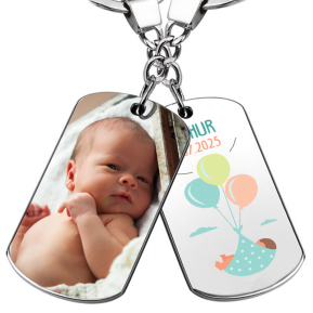 Personalised birth keyring with a photo Personalised birth keyring with a photo