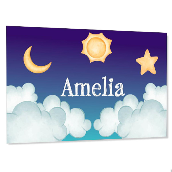 Personalised kids door sign - Clouds