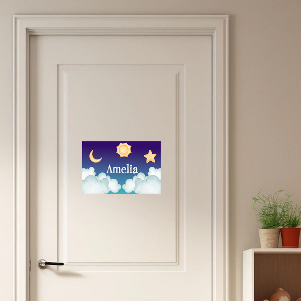 Personalised kids door sign - Clouds