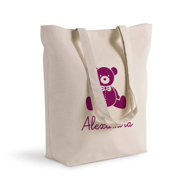 Personalised tote bag with text and design