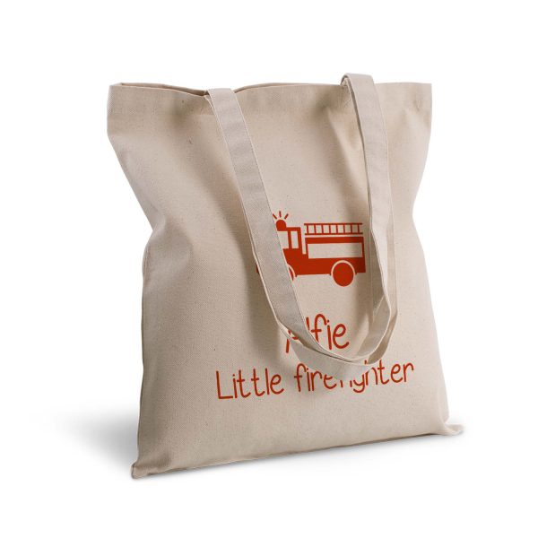 Personalised tote bag with text and design