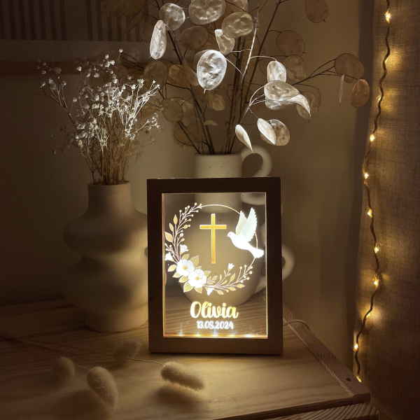 Personalised baptism LED frame