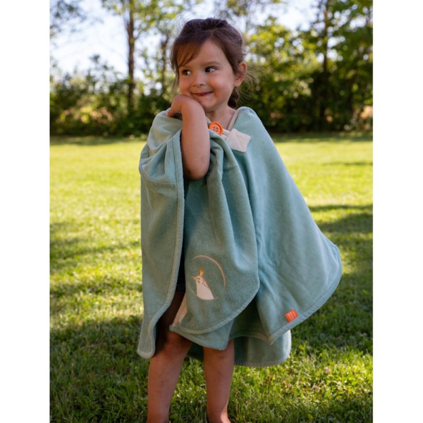 Personalised bath cape for children  Green Penguin