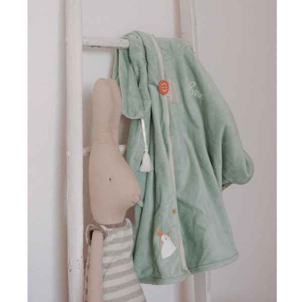 Personalised bath cape for children  Green Penguin