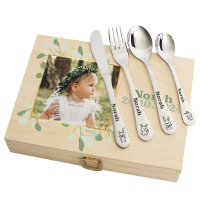 Photo box and its personalised cutlery Photo box and its personalised cutlery