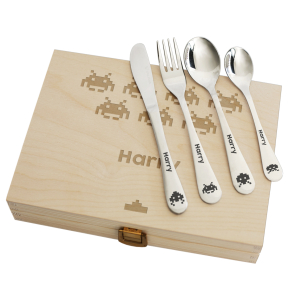 Personalised children's cutlery invaders Personalised children's cutlery invaders