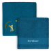 Personalised children's towel 70 x 140 cm  Blue Raccoon