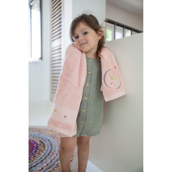 Personalised children's towel 70 x 140 cm  Pink Bunny