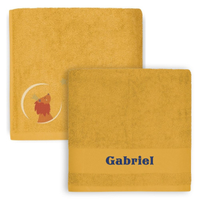 Personalised children's towel 70 x 140 cm - Yellow Lion Personalised children's towel 70 x 140 cm - Yellow Lion