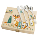 Children's cutlery set with printed wooden box enchanted forest