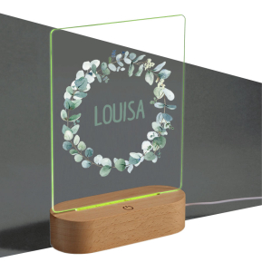Personalised night light with name in flower wreath Personalised night light with name in flower wreath