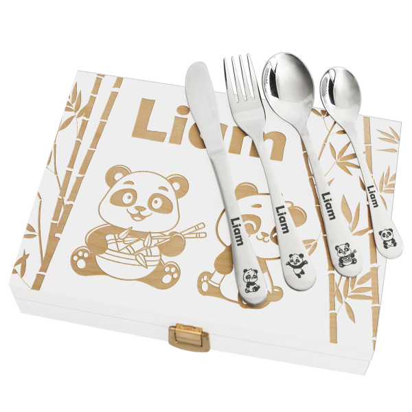 Children's cutlery engraved with Panda designs 