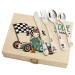 Cutlery in printed wooden box Formula 1 Driver