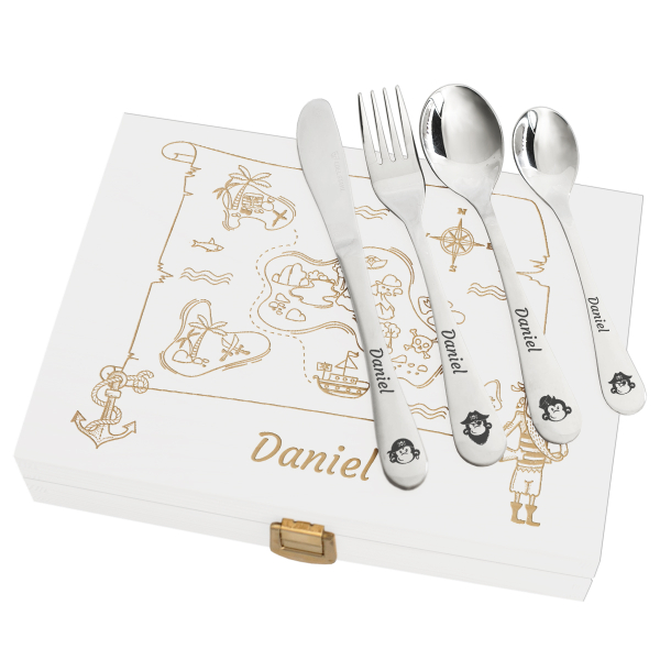 Personalised pirate monkey cutlery for children
